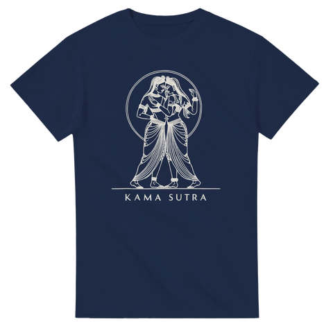 Minimalistiskt Kama Sutra motiv med två figurer i en cirkel – stilren t-shirt