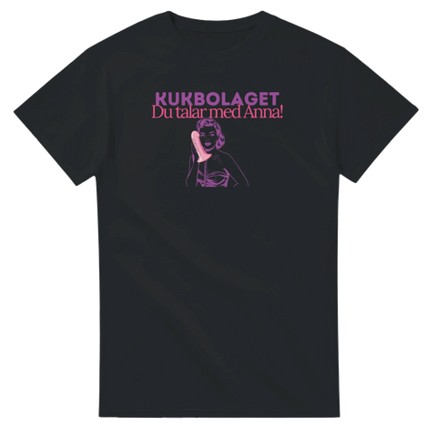 Svart t-shirt med texten Kukbolaget och grafiskt motiv