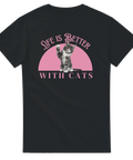 Illustration av en vinkande kattunge på svart t-shirt för kattägare