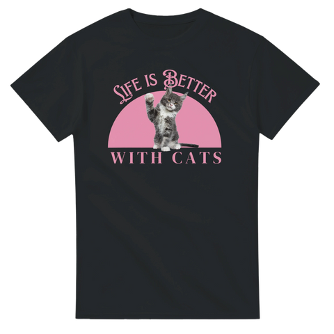 Illustration av en vinkande kattunge på svart t-shirt för kattägare