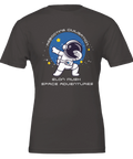 Dabbande astronaut i rymden, texten "Rebooting Civilisation Elon Musk Space Adventures" på grå t-shirt.