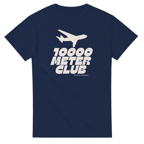 Marinblå t-shirt med grafiskt motiv av ett flygplan i 10000 Meter Club design