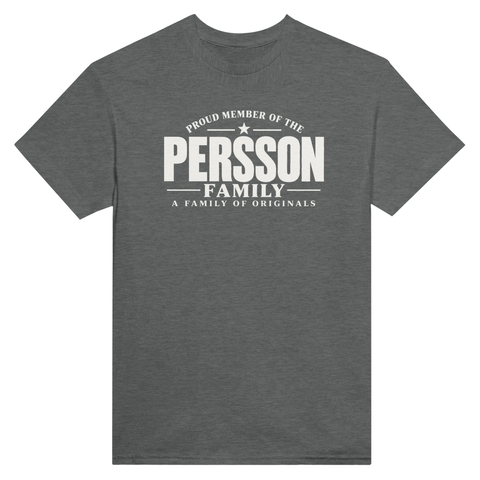 Gråmelerad t-shirt med texten Persson – A Family of Originals