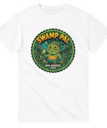 Färgglad monster-design med retrokänsla tryckt på en vit t-shirt