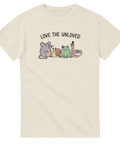 Love the Unloved t-shirt med gulliga djur och text – beige