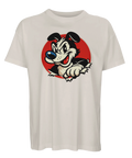 Beige oversized t-shirt med grafiskt tryck av en tuff seriehund