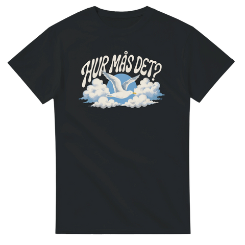Snygg grafisk t-shirt med en flygande mås och rolig text