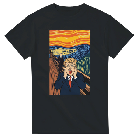 Satirisk illustration av Trump i Edvard Munchs Skriet – grafisk t-shirt