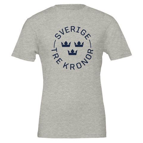 Sverige Tre Kronor-motiv på vit t-shirt herr
