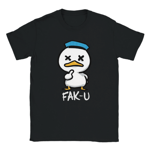 Svart t-shirt med texten Fak u i minimalistisk design