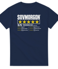 Grafiskt tryck med fem stjärnor och recensioner om sovmorgon på marinblå t-shirt