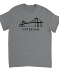 Mörkgrå melerad t-shirt med stilren bro-silhouette för den som älskar västkustens arkitektur.
