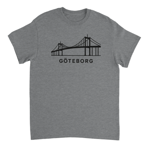 Mörkgrå melerad t-shirt med stilren bro-silhouette för den som älskar västkustens arkitektur.