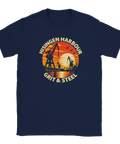 T-shirt med hamnmotiv i retrostil och texten Hisingen Harbour – Grit & Steel