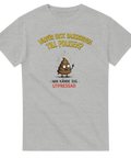 Klassisk pappahumor med gåta och bajsmotiv – t-shirt med tryck