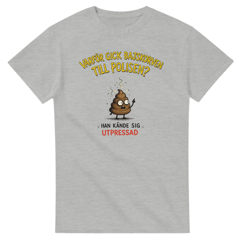 Klassisk pappahumor med gåta och bajsmotiv – t-shirt med tryck
