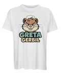 Humoristisk t-shirt med en smått obehaglig gnagare i färgstarkt tryck
