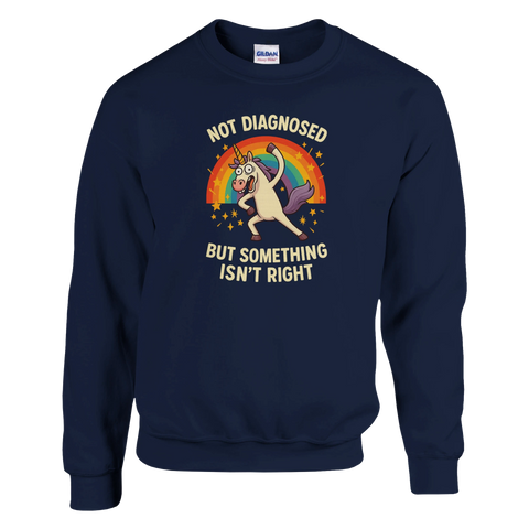 Sweatshirt med humoristiskt enhörningsmotiv