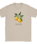 Beige t-shirt med minimalistisk design av frukter i retrostil