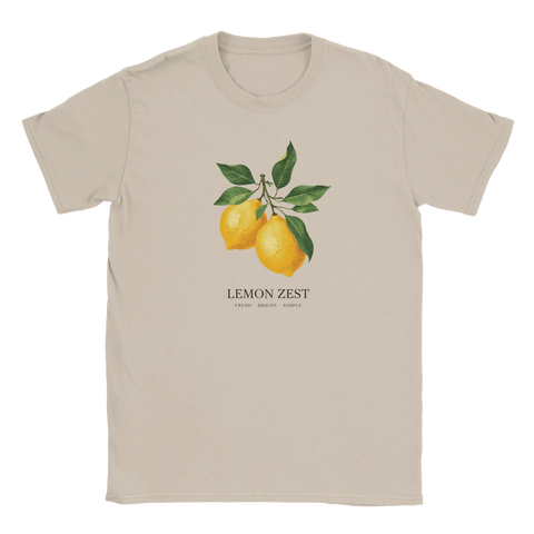 Beige t-shirt med minimalistisk design av frukter i retrostil