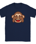 Apan Hehe, oj emoji-tryck på marinblå t-shirt.