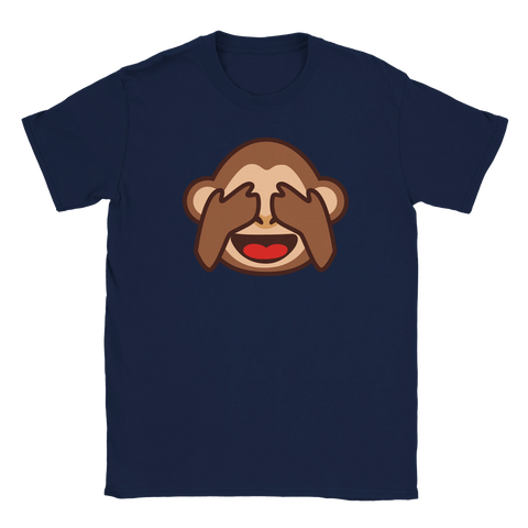 Apan Hehe, oj emoji-tryck på marinblå t-shirt.