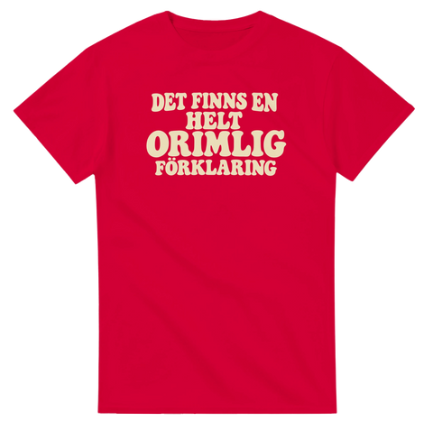 T-shirt med tryck och texten ”Det finns en helt orimlig förklaring” – produktbild från Shirty.