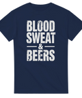 Klassiskt citat-tryck Blood Sweat & Beers i sliten stil – t-shirt för ölälskare