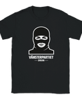 Svart t-shirt med statement-design och spetsig politisk illustration inför 2026