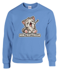 Sömnig kattunge med texten Min Tröttröja på en blå sweatshirt