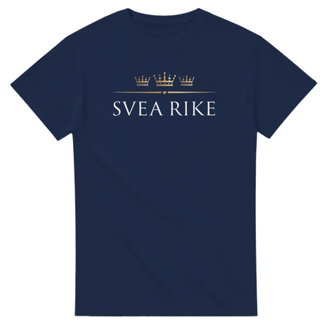 Minimalistisk Svea Rike design med kunglig symbol – marinblå t-shirt
