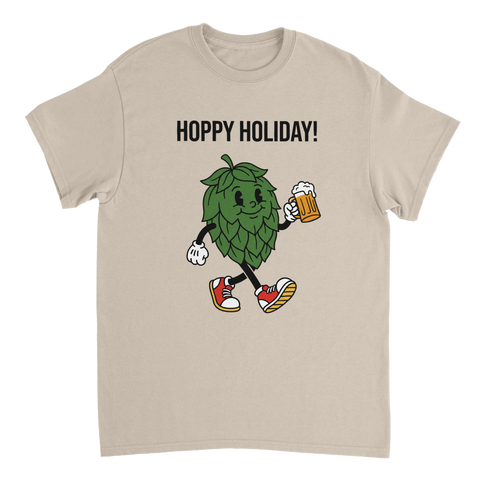 Tecknad humlekotte i klassisk cartoon-stil på en sandfärgad t-shirt
