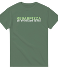 Militärgrön t-shirt med stilrent textmotiv för kebabpizza-älskare