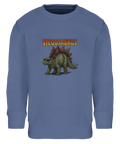 Stilren sweatshirt med nostalgiskt dinosaurietryck för barn i blå nyans