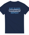 Marinblå t-shirt med grafiskt innebandymotiv för spelare