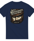 Marinblå t-shirt med vintagegrafik föreställande Jack's Whitechapel Walking Tours