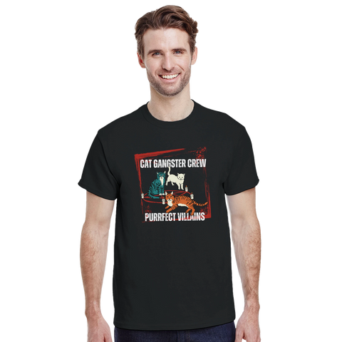 svart t-shirt Cat Gangster Crew med gangstertema