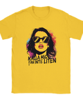 Färgglad illustration med attityd på en gul t-shirt för tjejer