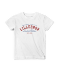 Världens coolaste lillebror Limited Edition" tryck i rött och blått på vit baby t-shirt.