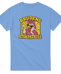 T-shirt med en festglad höna i slöja och texten Brudens stökpatrull