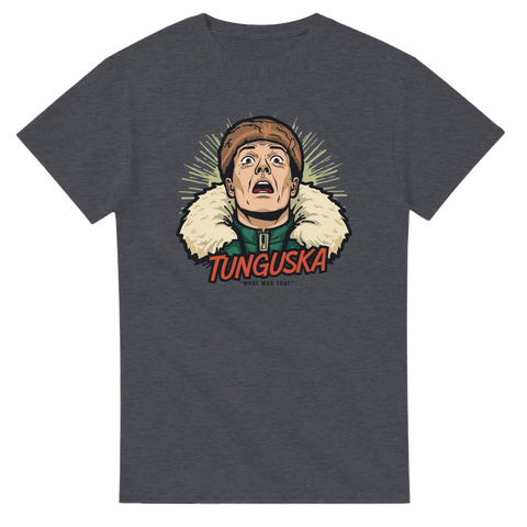 Kulturreferens till historisk meteorit med dramatisk illustration på mörkgrå t-shirt