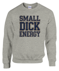 Gråmelerad sweatshirt med marinblå varsity-text och guldiga konturer