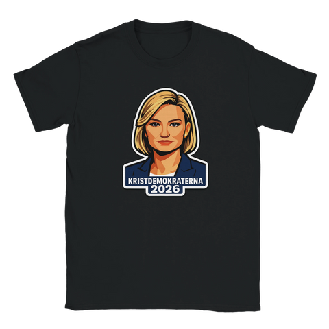 Statement-design med grafiskt porträtt tryckt på en svart t-shirt