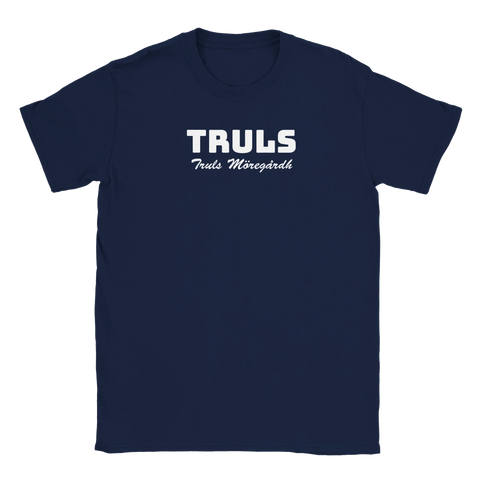 Pingis t-shirt med texten TRULS och truls möregårdh i mörk minimalistisk design