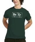 Periodiska systemet "Be Er" (Beryllium, Erbium) tryck på mörkgrön t-shirt.