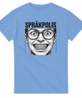 Humoristiskt motiv för grammatikälskare med texten Språkpolis – t-shirt med citat