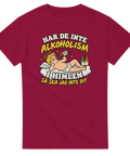Satirisk illustration av en drickande ängel på moln – rolig t-shirt med alkoholhumor