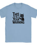 Ljusblå t-shirt med ett kaxigt och minimalistiskt kattryck