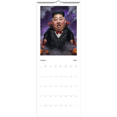 Absurd karikatyr av nordkoreansk ledare utklädd till vampyr i halloweenmiljö