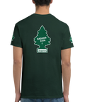 Mörkgrön t-shirt med grafiskt motiv inspirerat av klassiska luftfräschare